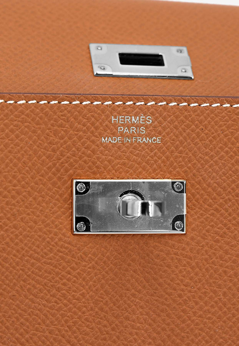 Kelly To Go Tressage Wallet in Gold and Sesame Epsom with Palladium Hardware