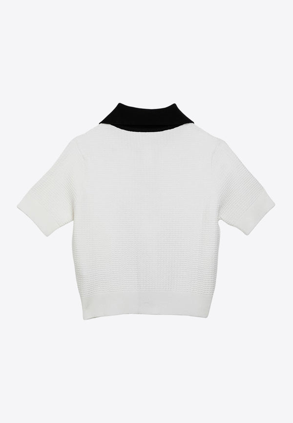 Patou Texture Knit Cardigan Top White KN1708070CO/O_PATOU-001W