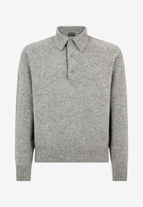 Tom Ford Seamless Cashmere Polo Sweater KPL009-YMK022F23 IG280 Gray