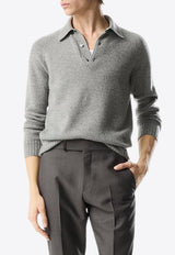 Tom Ford Seamless Cashmere Polo Sweater KPL009-YMK022F23 IG280 Gray