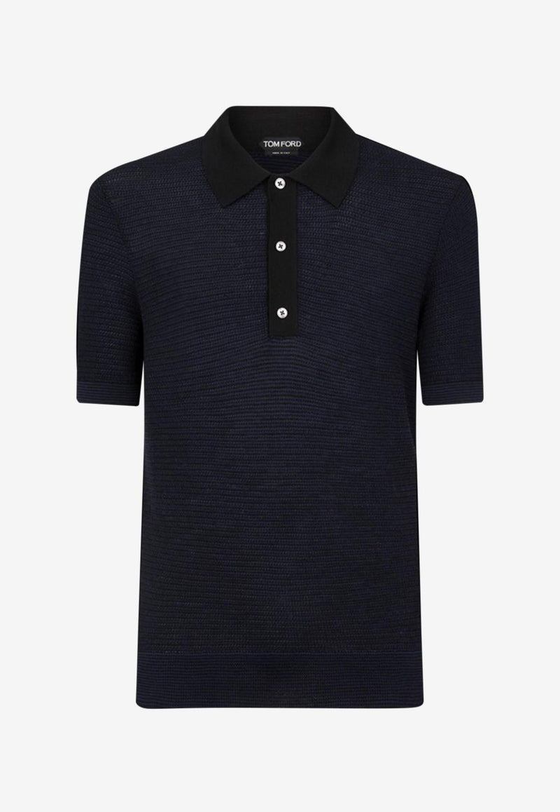Tom Ford Wool Knit Polo T-shirt Navy KPS028-YMW092 XLBNA