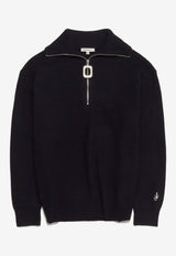 JW Anderson Half-Zip Ribbed Knit Sweater Black KW1285_BLACK