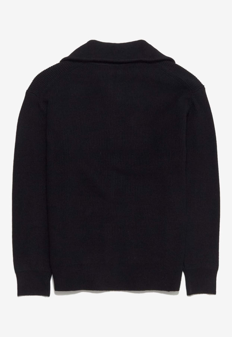 JW Anderson Half-Zip Ribbed Knit Sweater Black KW1285_BLACK