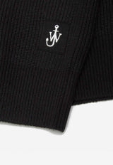 JW Anderson Half-Zip Ribbed Knit Sweater Black KW1285_BLACK
