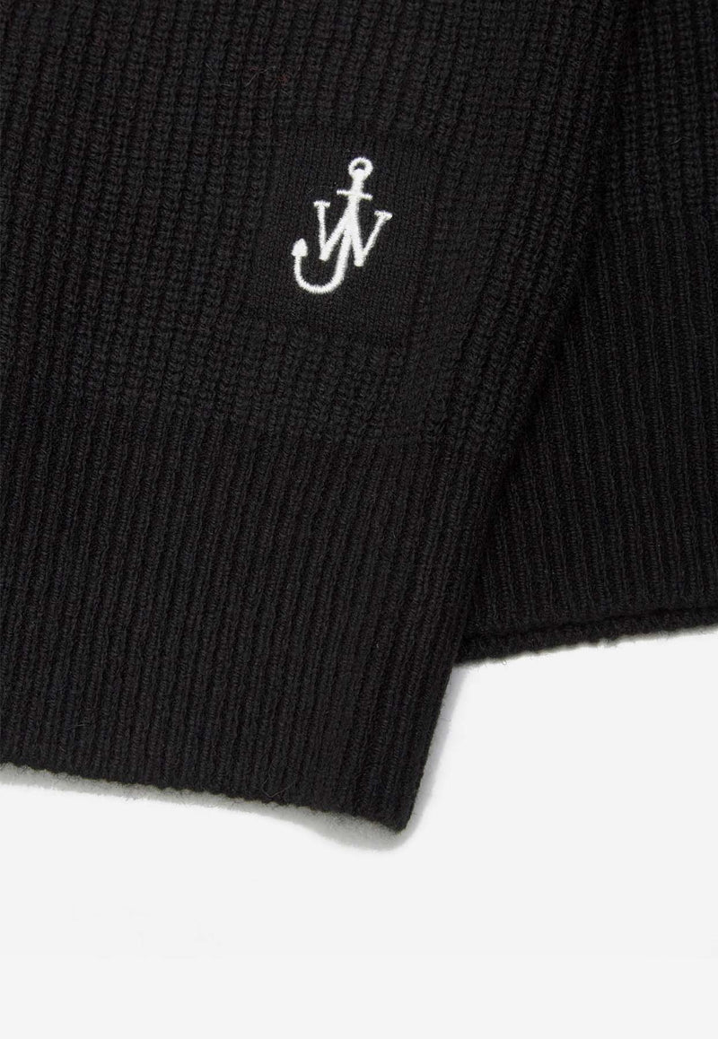 JW Anderson Half-Zip Ribbed Knit Sweater Black KW1285_BLACK