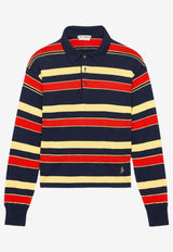 Striped Polo T-shirt with Embroidered-Anchor