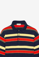 Striped Polo T-shirt with Embroidered-Anchor