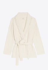 Zadig & Voltaire Alpa Cable Wrap Wool Cashmere Cardigan Ecru KWCO01526_ECRU