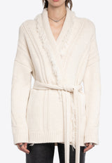 Zadig & Voltaire Alpa Cable Wrap Wool Cashmere Cardigan Ecru KWCO01526_ECRU