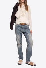 Zadig & Voltaire Miss Skull Intarsia Knit Sweater Ecru KWSW02805_ECRU