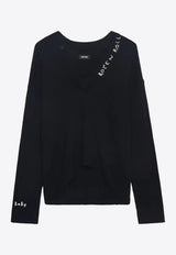 Zadig & Voltaire Rock n Roll Cashmere V-neck Sweater Black KWSW02913_BLACK