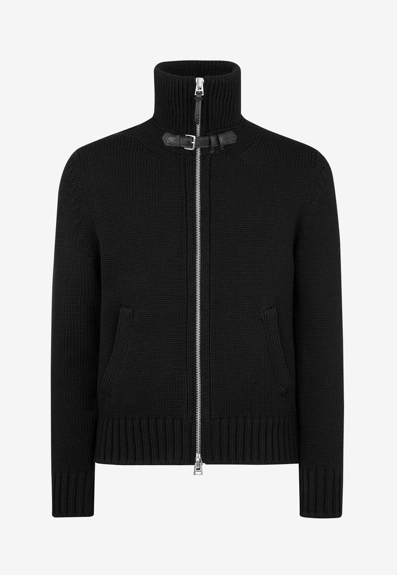Tom Ford High-Neck Zip-Up Wool Cardigan Black KZL018-YMW099 LB999