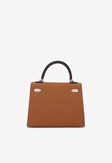 Hermès Kelly 25 Sellier in Gold, Black, Craie and Blue Sapphire Epsom with Palladium Hardware