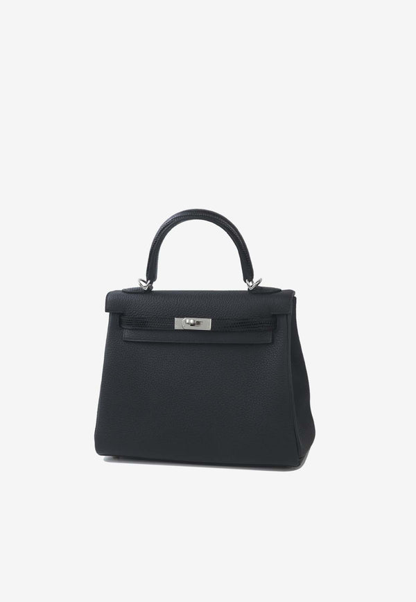 Hermès Kelly 25 Touch in Black Togo and Lizard with Palladium Hardware
