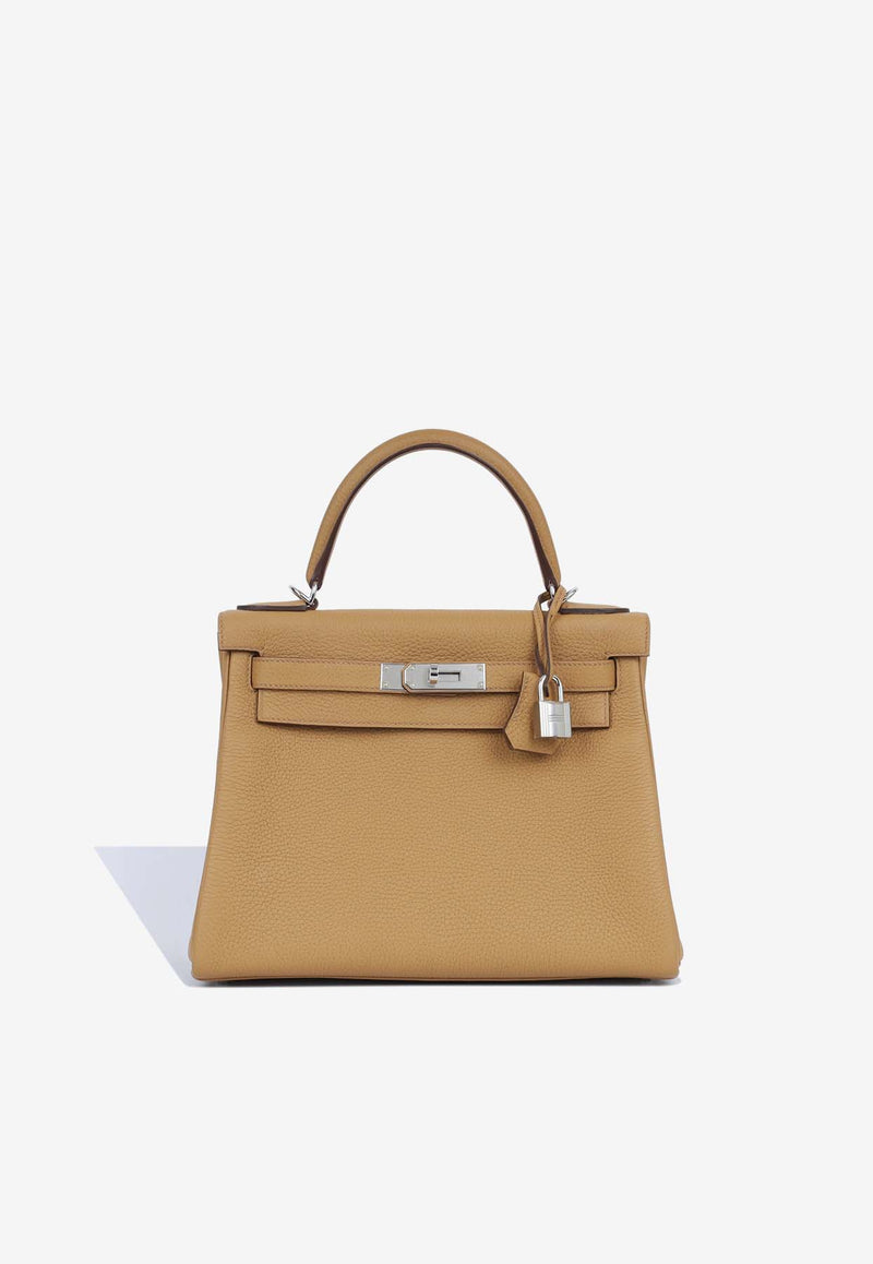 Hermès Kelly 28 in Biscuit Clemence Leather with Palladium Hardware