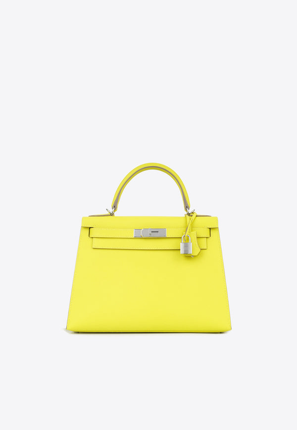 Hermès Kelly 28 Sellier in Lime Epsom Leather with Palladium Hardware