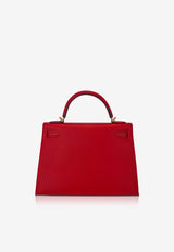 Hermès Kelly 32 Sellier in Rouge Casaque Epsom Leather with Gold Hardware