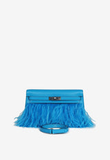 Hermès Kelly Elan Folie in Bleu Frida Chevre and Ostrich Feather with Permabrass Hardware