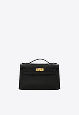 Hermès Kelly Pochette Clutch Bag in Black Swift Leather with Gold Hardware