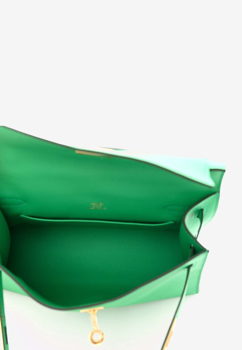 Hermès Kelly Pochette Clutch Bag in Menthe Swift Leather with Gold Hardware
