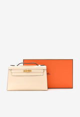 Hermès Kelly Pochette Clutch Bag in Nata Swift Leather with Gold Hardware