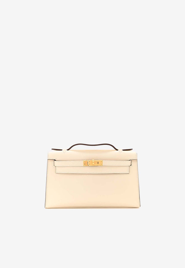 Hermès Kelly Pochette Clutch Bag in Nata Swift Leather with Gold Hardware
