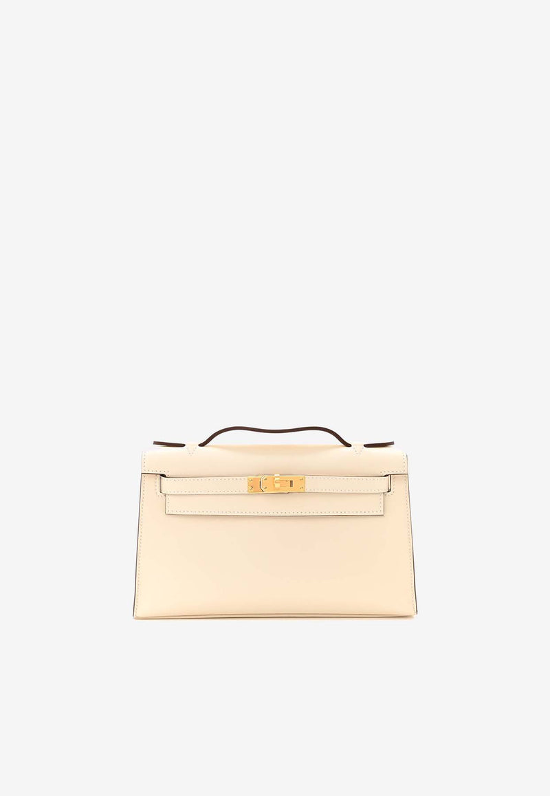 Hermès Kelly Pochette Clutch Bag in Nata Swift Leather with Gold Hardware