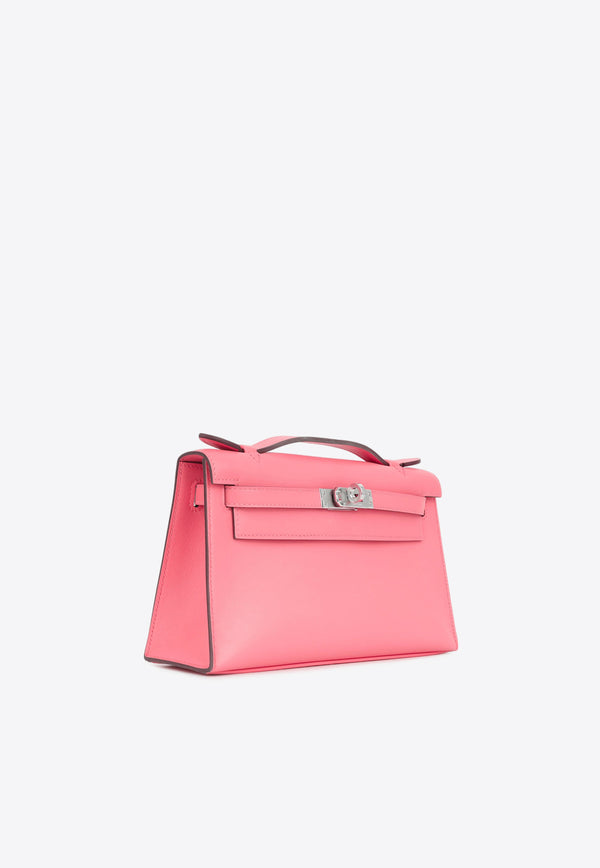 Hermès Kelly Pochette Clutch Bag in Rose Confetti Swift with Palladium Hardware