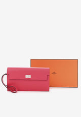 Hermès Kelly Pocket Long Wallet in Rose Extreme Madame Leather with Palladium Hardware