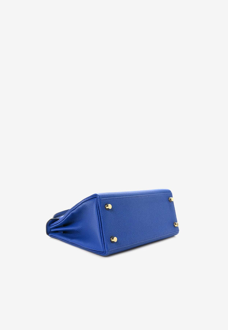 Hermès Kelly 25 Retourne in Bleu Royal Togo Leather with Gold Hardware