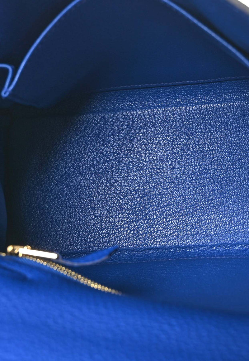 Hermès Kelly 25 Retourne in Bleu Royal Togo Leather with Gold Hardware