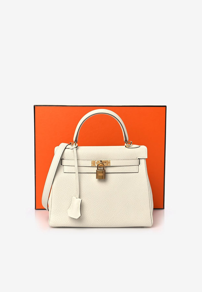 Hermès Kelly 25 Retourne in Mushroom Togo Leather with Gold Hardware