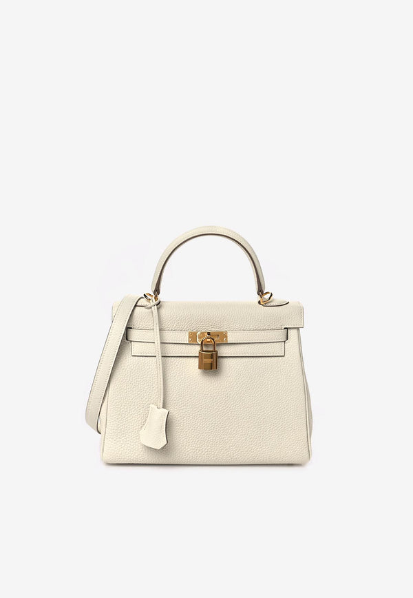 Hermès Kelly 25 Retourne in Mushroom Togo Leather with Gold Hardware