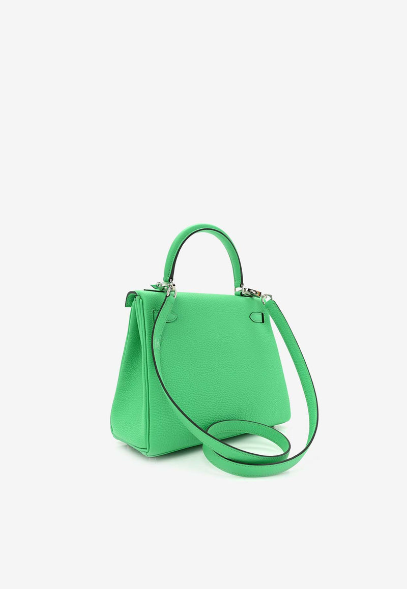 Hermès Kelly Retourne 25 in Vert Comics Togo Leather with Palladium Hardware