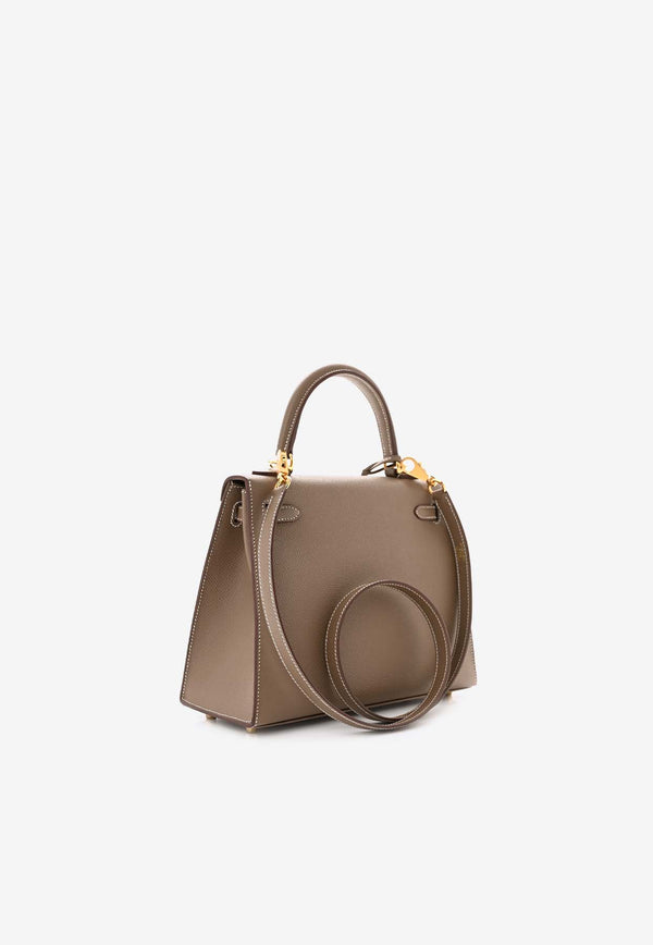 Hermès Kelly 25 Sellier in Etoupe Epsom Leather with Gold Hardware
