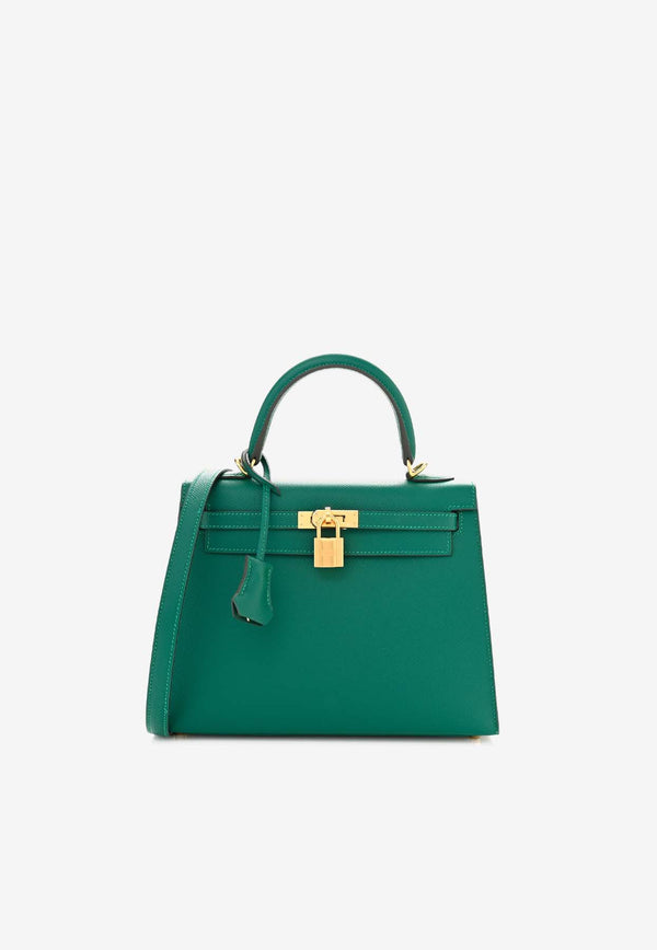 Hermès Kelly 25 Sellier in Malachite Epsom Leather with Gold Hardware