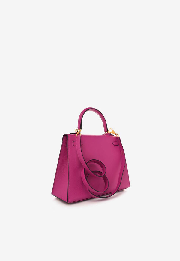 Hermès Kelly 25 Sellier in Rose Pourpre Chevre Mysore Leather with Gold Hardware