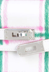 Kelly 25 in Tartan Gris Pale, Rose Bubblegum, Vert Moyen Swift with Palladium Hardware