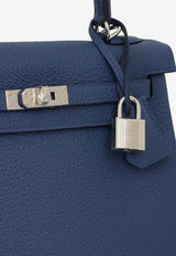 Kelly 25 in Bleu Tie Togo Leather with Palladium Hardware