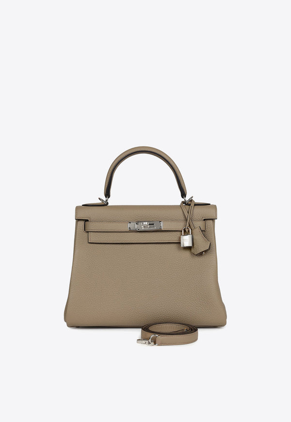 Kelly 28 Retourne in Beige Marfa Clemence Leather with Palladium Hardware