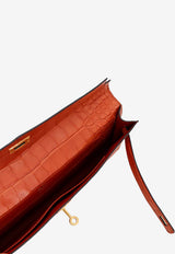 Kelly Cut Clutch in Gold Matte Alligator with Gold Hardware