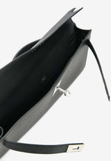 Kelly Cut Clutch in Black Swift with Palladium Hardware