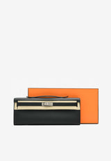 Kelly Cut Clutch in Black Swift with Palladium Hardware