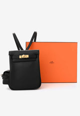 Kelly Jump Backpack in Black Swift Leather with Gold Hardware