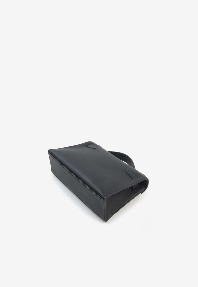 Kelly Pochette Clutch Bag in Black Swift Leather with Palladium Hardware