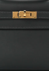 Kelly Pochette Clutch Bag in Ardoise Swift Leather with Gold Hardware