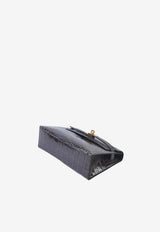 Kelly Pochette Clutch Bag in Graphite Shiny Alligator Leather with Gold Hardware
