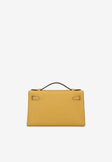 Kelly Pochette Clutch Bag in Sun Swift Leather with Palladium Hardware