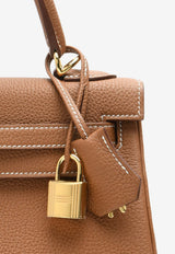 Kelly Retourne 25 in Gold Togo with Gold Hardware