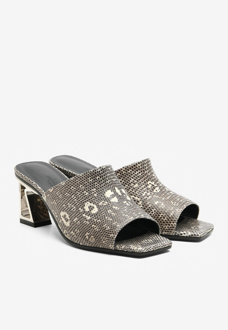 Kylie 60 Mules in Ombre Shiny Natural Lizard